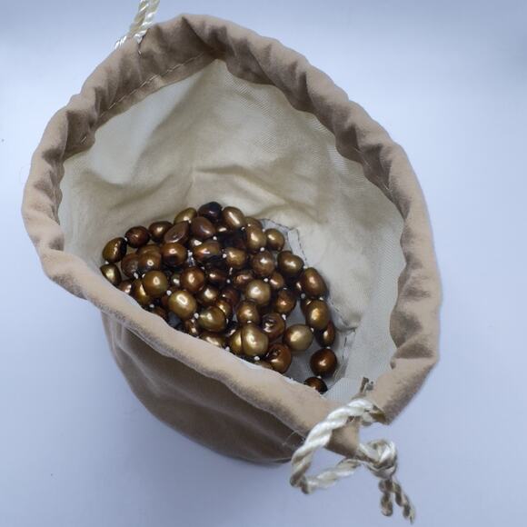 Natural 4mm Copper Genuine Baroque Pearl Necklace 46" Hand Knotted No Clasp QVC - Picture 8 of 10